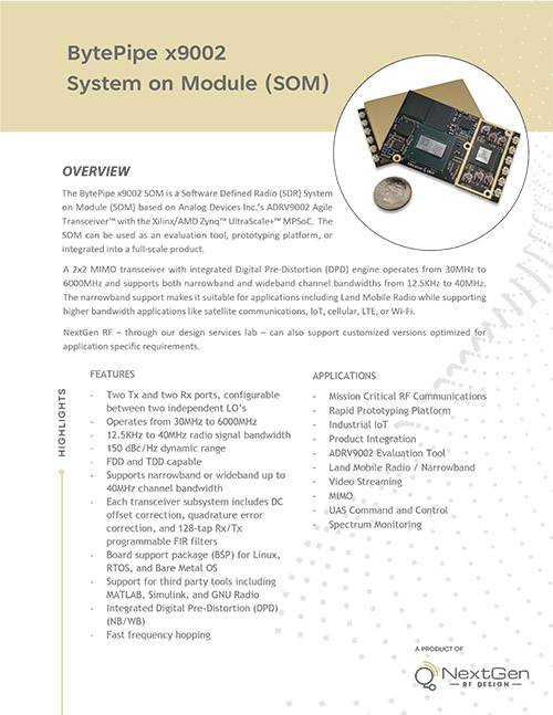 NextGen RF Design BytePipe SOM Product Brief NextGen RF Design BytePipe SOM Product Brief