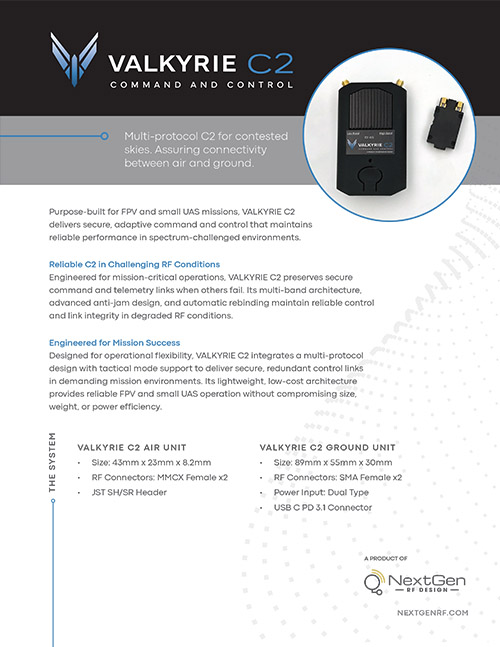 NextGen RF VALKYRIE C2 Product Literature