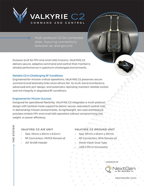 NextGen RF VALKYRIE C2 Product Literature 5.26 NextGen RF VALKYRIE C2 Product Literature 5.26